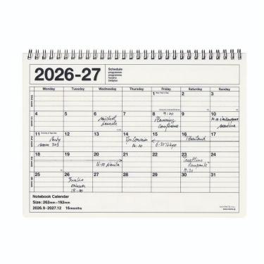 2026年9月始まり 月間 ノートブックカレンダー M ホワイト