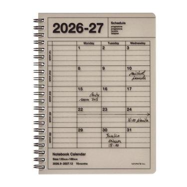 2026年9月始まり 月間 ノートブックカレンダー S 縦型 スモーキーベージュ