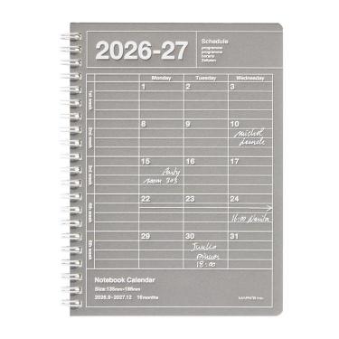 2026年9月始まり 月間 ノートブックカレンダー S 縦型 ダブグレー