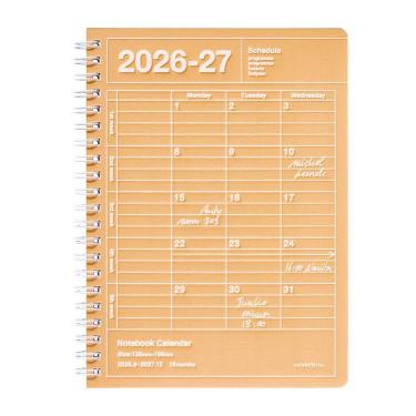 2026年9月始まり 月間 ノートブックカレンダー S 縦型 マンダリンオレンジ