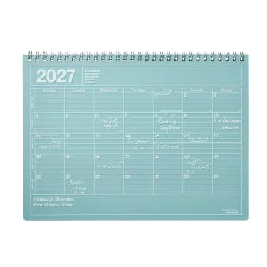 2027年1月始まり 月間 ノートブックカレンダー M ブルー