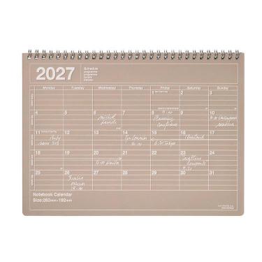 2027年1月始まり 月間 ノートブックカレンダー M ブラウン