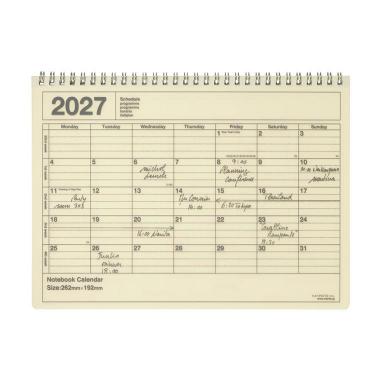 2027年1月始まり 月間 ノートブックカレンダー M アイボリー