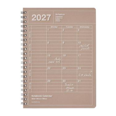 2027年1月始まり 月間 ノートブックカレンダー S 縦型 ブラウン