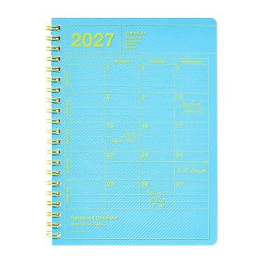 2027年1月始まり 月間 ノートブックカレンダー S 縦型 ネオンブルー