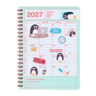 2027年1月始まり 月間 ノートブックカレンダー S 縦型 ブランチブラザー ペンギン