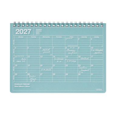 2027年1月始まり 月間 ノートブックカレンダー S ブルー