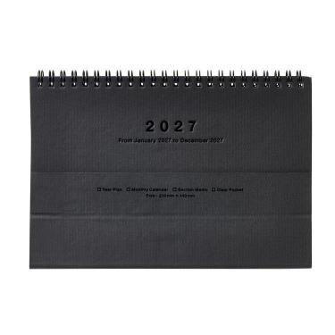 2027年1月始まり 月間 ノートブックカレンダー マグネット ブラック