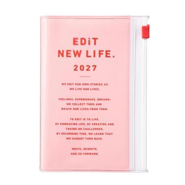 2027年1月始まり手帳 1日1ページ B7変形 エディット タイポポケット ストロベリーミルク