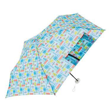 折りたたみ傘 6段ミニ ハッピー サックスブルー