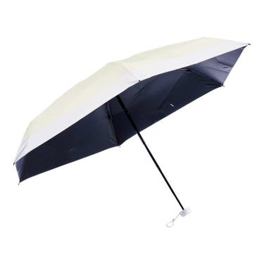 折りたたみ傘 晴雨兼用 遮光 遮熱 ボーダー ホワイト(ホワイト
