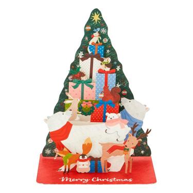 クリスマス 立体カード レーザーカット 動物ツリー