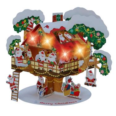 クリスマス ライト&メロディーカード ツリーハウス
