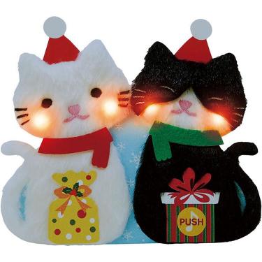 クリスマス ライト&メロディーカード ふかふかネコ