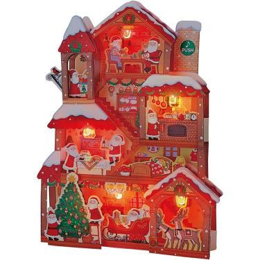 クリスマス ライト&メロディーカード サンタの家