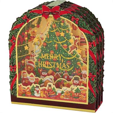 クリスマスポップアップカード アーチ枠中おもちゃぎっしり