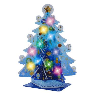 クリスマスカード ライト&メロディー 透明青ツリー