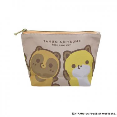 舟形ポーチ　ふたり　タヌキとキツネ