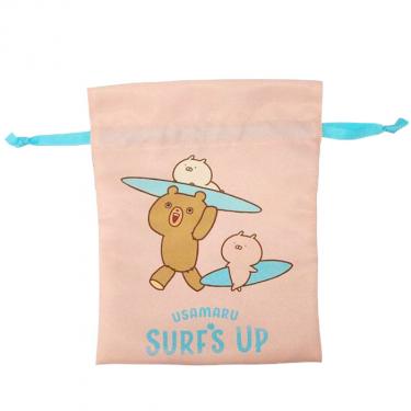 トラベル巾着　サーフィン　うさまる　ＳＵＲＦ’Ｓ　ＵＰ