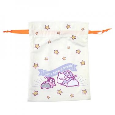 モコモコ巾着　ねこぺん日和　パジャマ