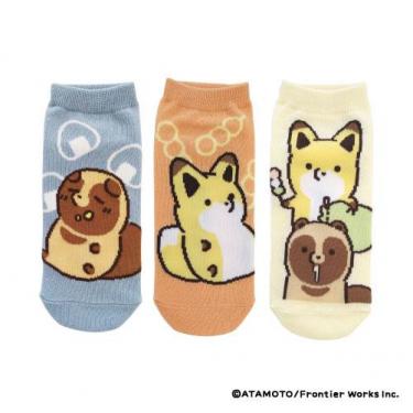 3Pセットソックス タヌキとキツネ まんぷく