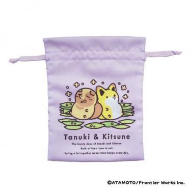 トラベル巾着 タヌキとキツネ まんぷく