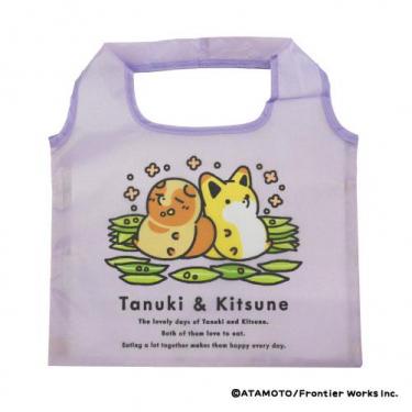 ショッピングバッグS タヌキとキツネ まんぷく