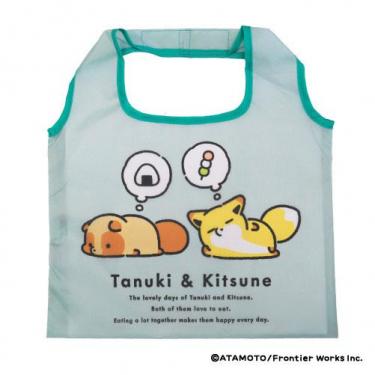 ショッピングバッグS タヌキとキツネ ごちそうの夢