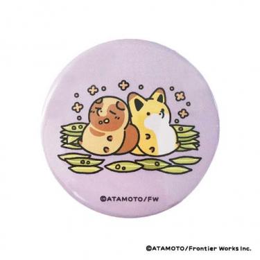 缶バッジ タヌキとキツネ まんぷく