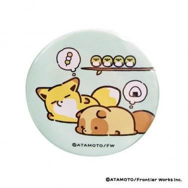 缶バッジ タヌキとキツネ ごちそうの夢