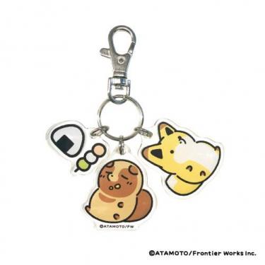 3連アクリルキーホルダー タヌキとキツネ まんぷく