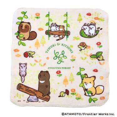 ハンドタオル アスレチック お花 タヌキとキツネ