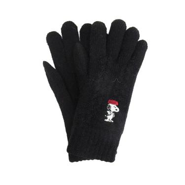 ワンポイント刺繍 スマートフォン対応ケーブル手袋 ピーナッツ かぶる