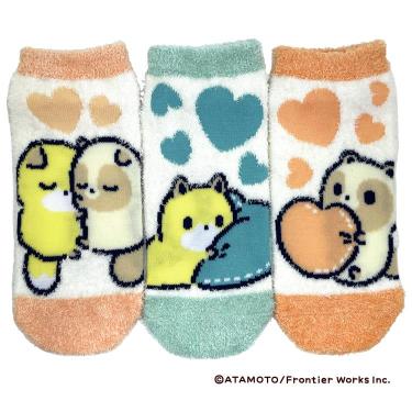 タヌキとキツネ モコモコソックス3Pセット ハート