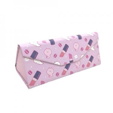 折りたたみメガネケース うさまるメイクアップ ピンク