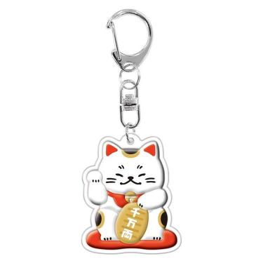 ボンボンドロップキーチャーム 和柄 招き猫