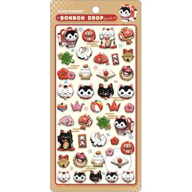 ボンボンドロップシール 和柄 縁起物