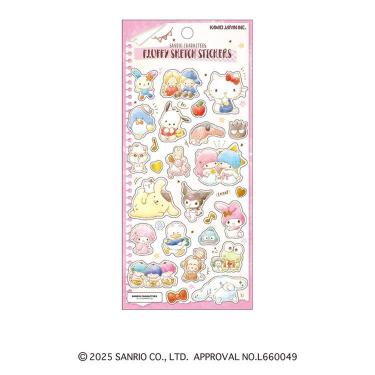 フラッフィースケッチステッカーズ サンリオキャラクターズ ピンク