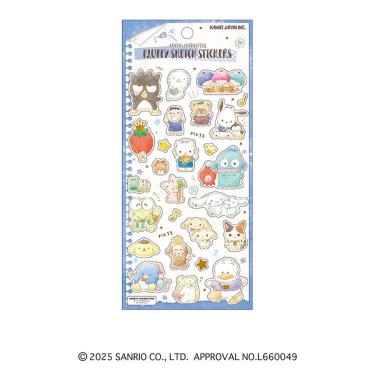フラッフィースケッチステッカーズ サンリオキャラクターズ ブルー