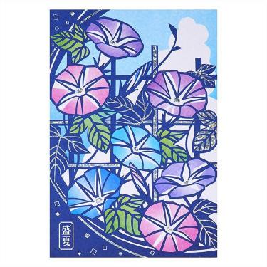 サマーポストカード 切り絵風朝顔