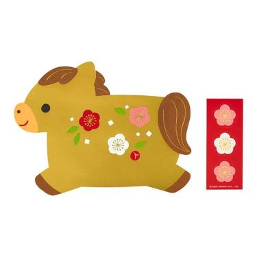年賀ぽち袋 ダイカット ウマ 3枚入り