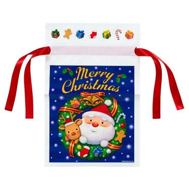 クリスマスリボンバッグ M 青