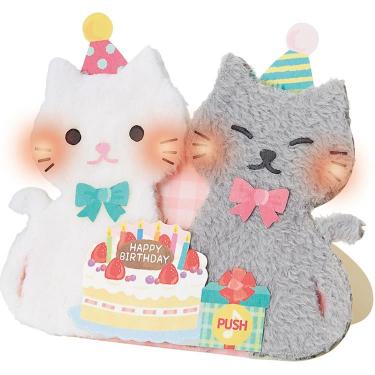 誕生日カード ふかふかネコ2匹