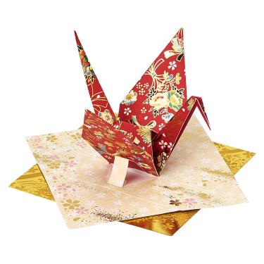 和風クリスマスカード 立体 折り鶴