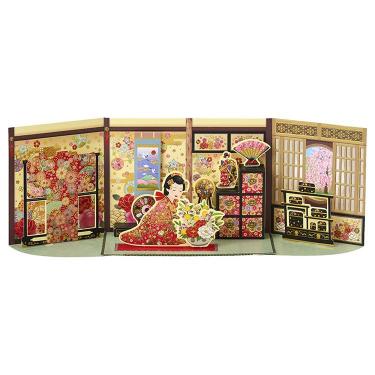 和風クリスマスカード 立体 和室