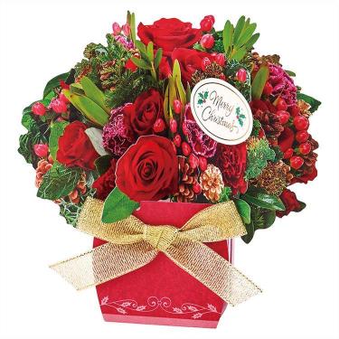 クリスマスカード 立体 フラワーアレンジメント