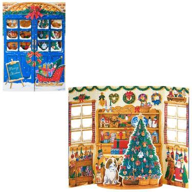 クリスマスカード 立体 青い扉のクリスマスショップ