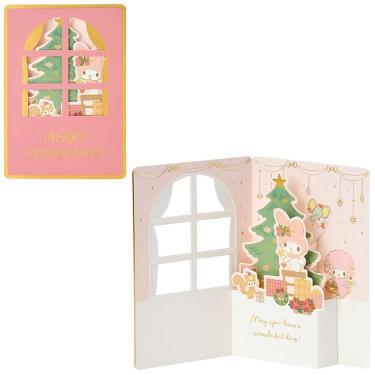 クリスマスカード ポップアップ サンリオキャラクターズ マイメロディ ツリー飾る