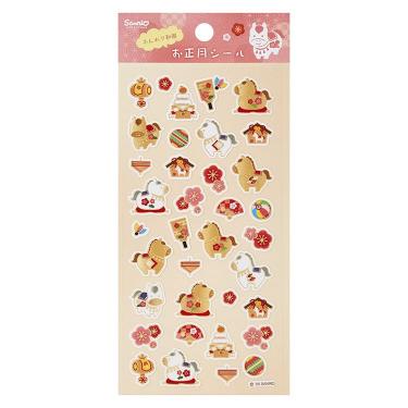 お正月シール ウマと正月小物