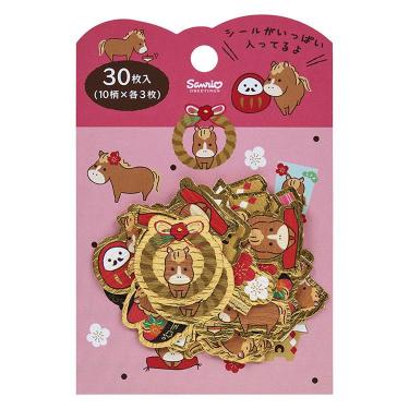 年賀フレークシール 正月小物ウマ